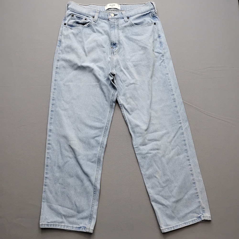 Hollister Baggy Jeans Mens 32x32 Light Wash Blue Denim Y2K Skater 90s Style